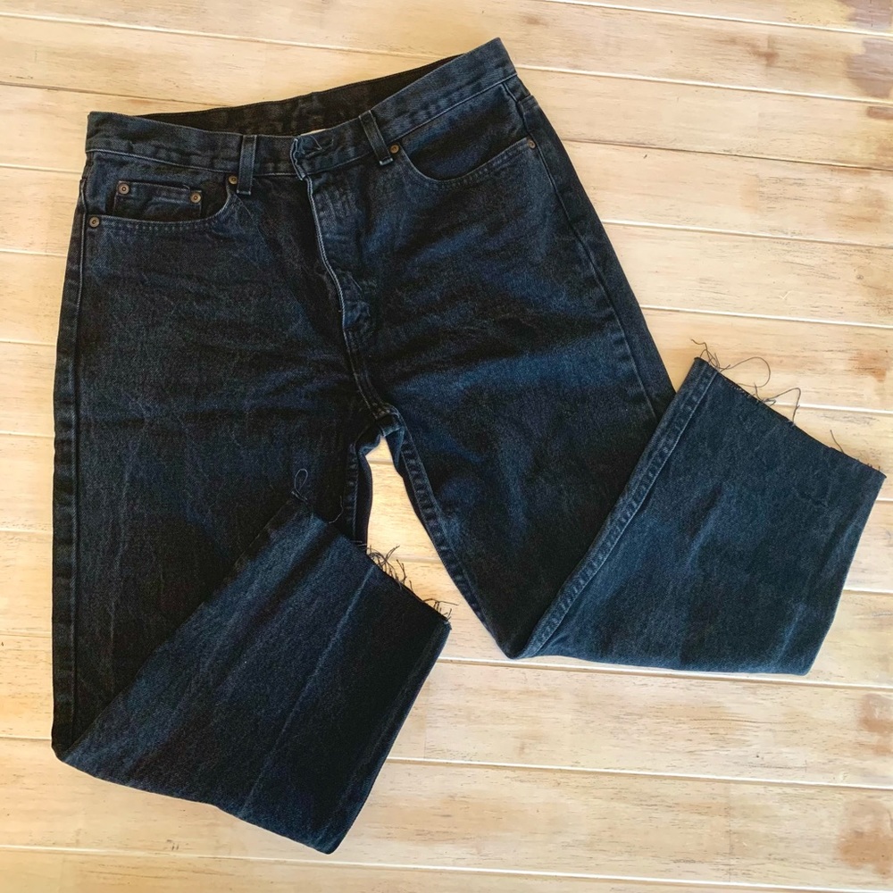 Vintage Black Stone Washed Faded Glory Crop Jeans